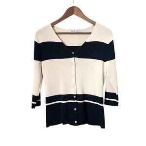 Carolyn Taylor Striped Button-Down Blouse Women's Small Career Minimalist Casual